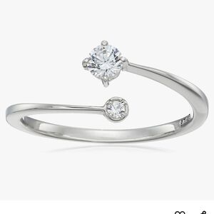 Elegant Platinum Plated Sterling Silver Open Ring with Zirconia
